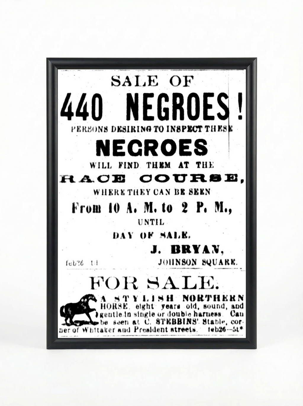 Sale of 440 Negroes: Mass Slave Auction at Race Course