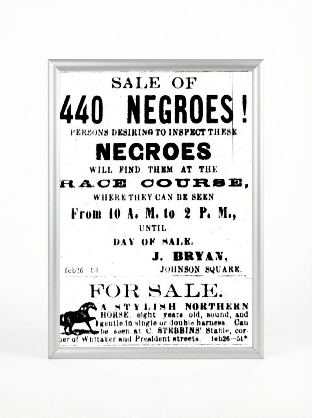 Sale of 440 Negroes: Mass Slave Auction at Race Course
