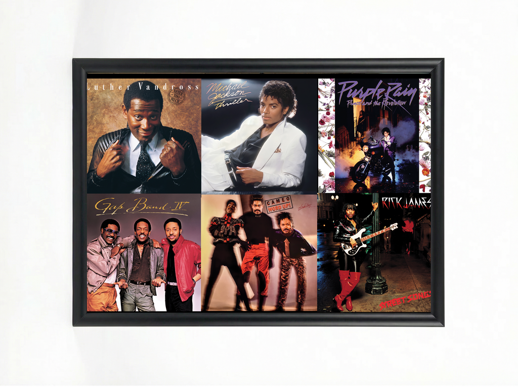 80s Funk & Soul Legends — Album Cover Collage Poster