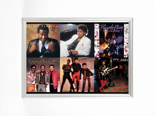 80s Funk & Soul Legends — Album Cover Collage Poster