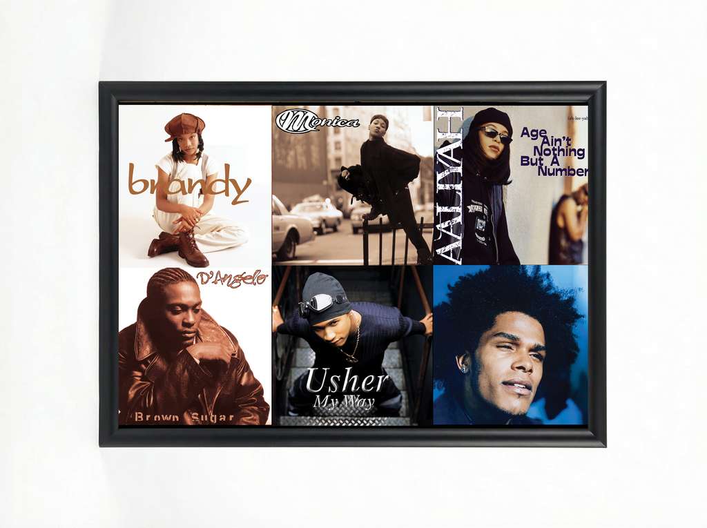 90s R&B Legends — Album Cover Collage Poster