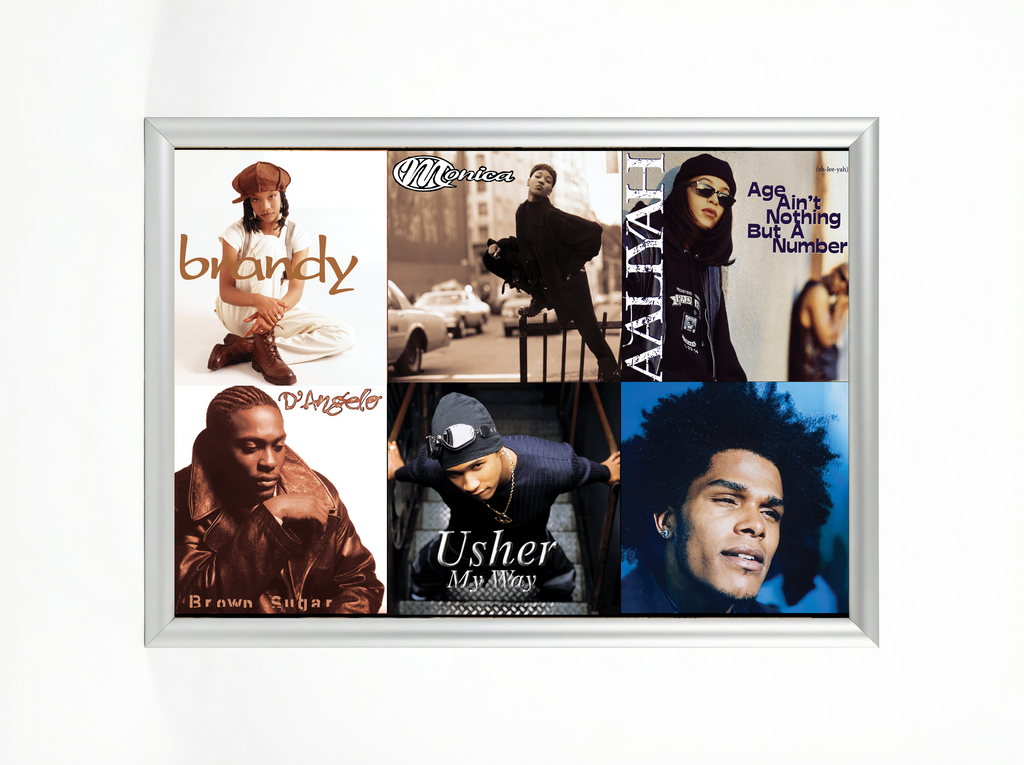 90s R&B Legends — Album Cover Collage Poster