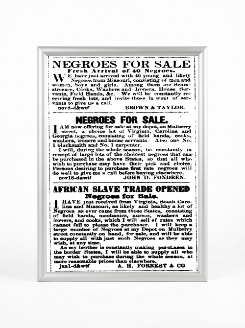 African Slave Trade Opened: Multiple Slave Dealer Ads