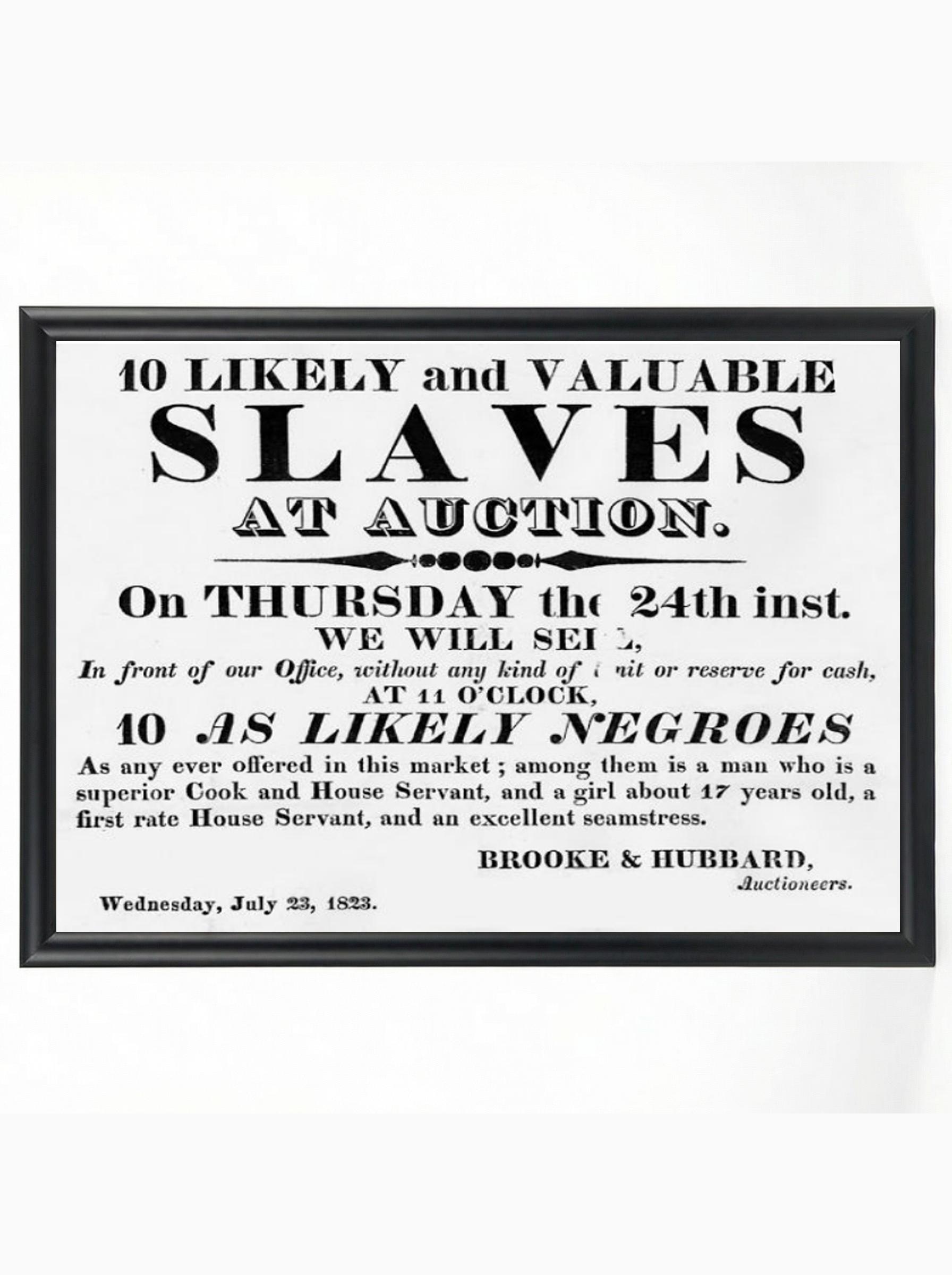10 Likely and Valuable Slaves: Brooke & Hubbard 1823