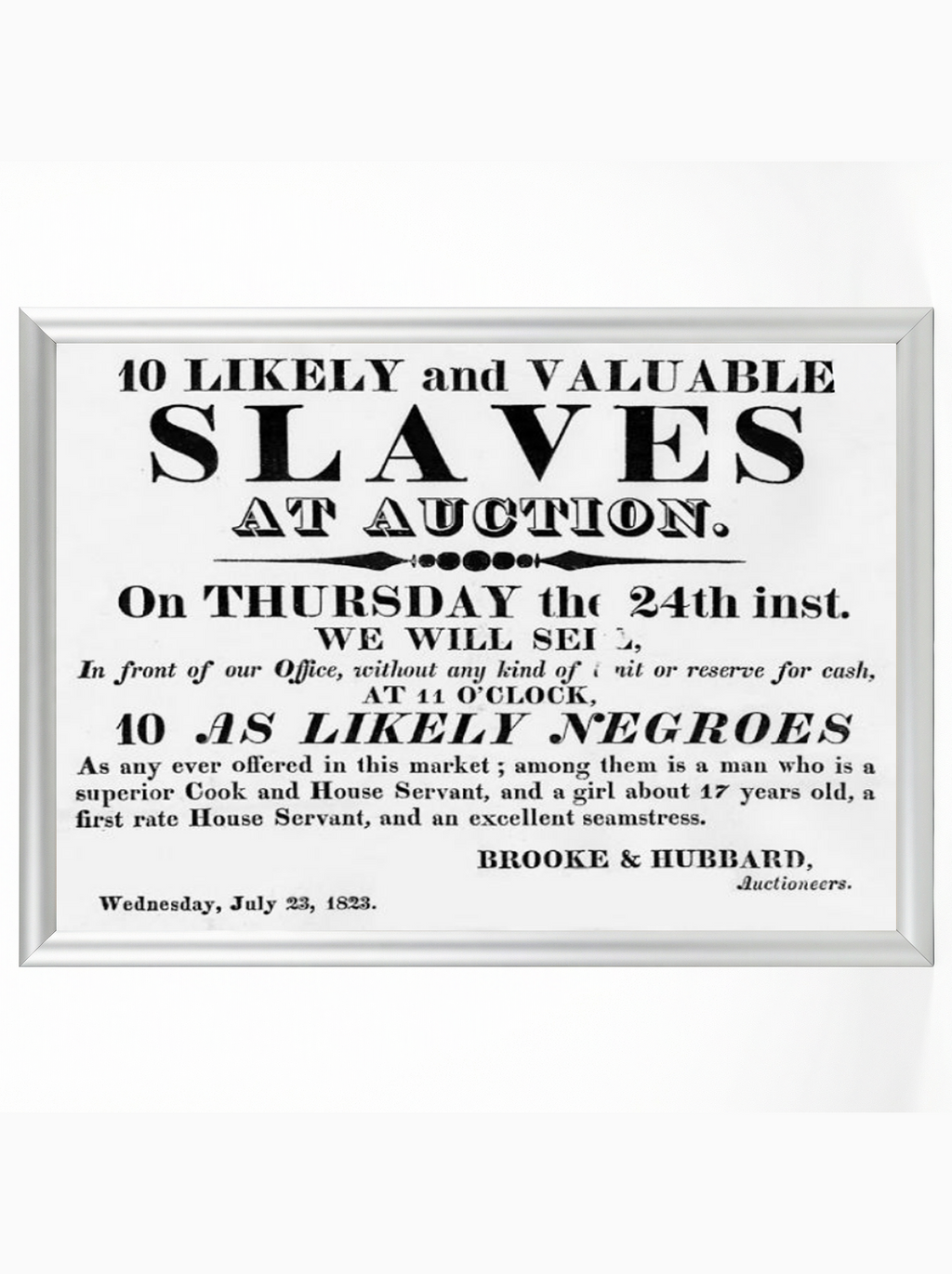 10 Likely and Valuable Slaves: Brooke & Hubbard 1823