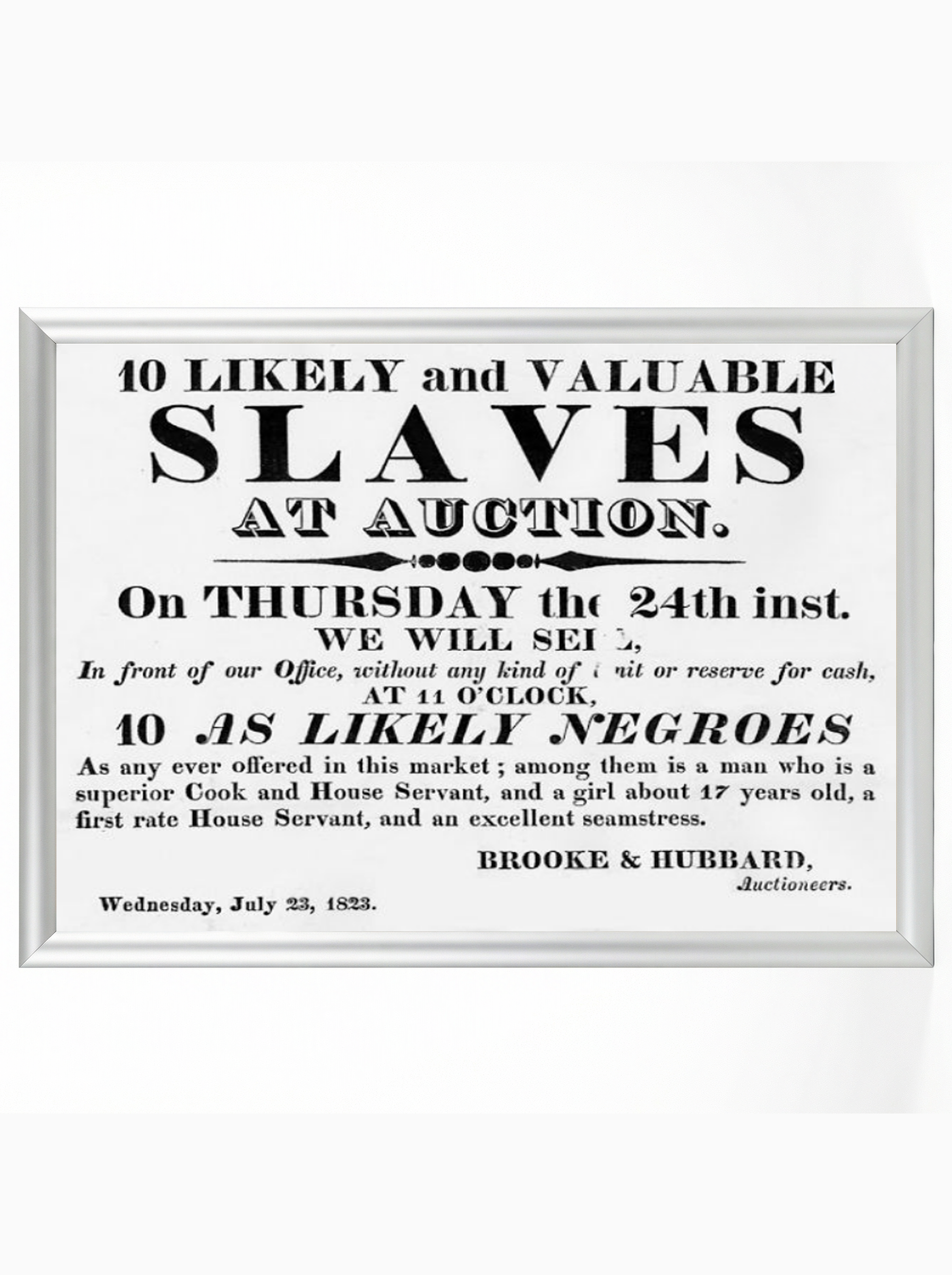10 Likely and Valuable Slaves: Brooke & Hubbard 1823