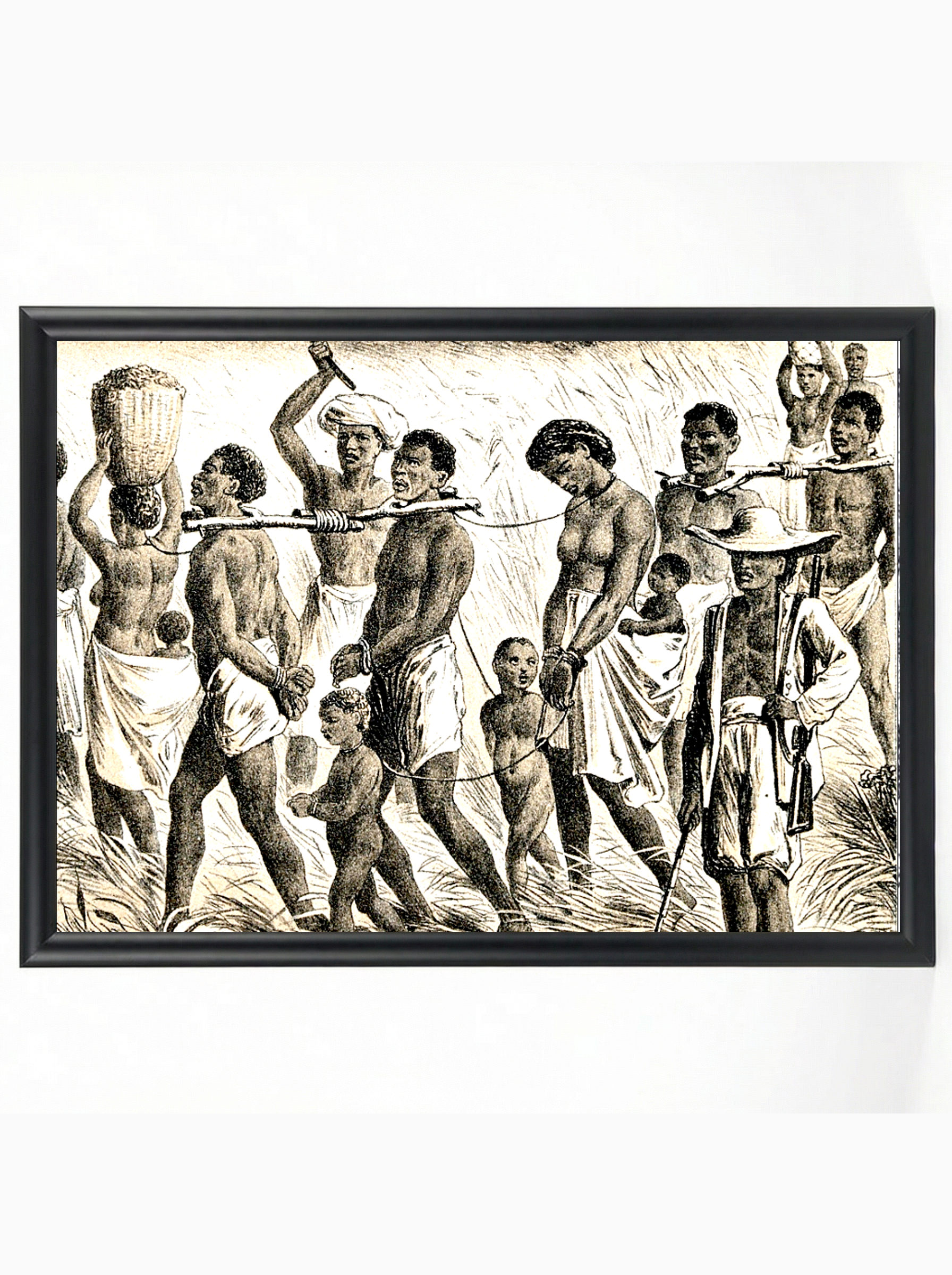 African Slave Coffle: Men, Women, and Children Captive