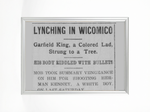 Lynching in Wicomico — Garfield King Newspaper Clipping