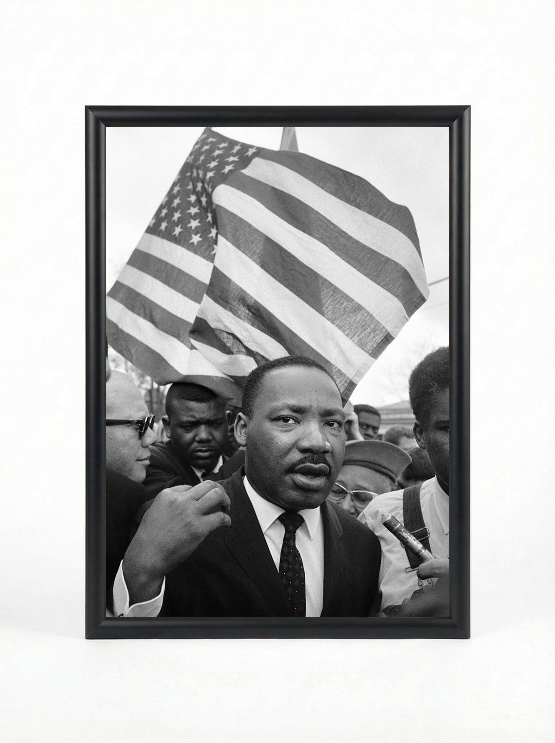 MLK with American Flag: Historic Portrait