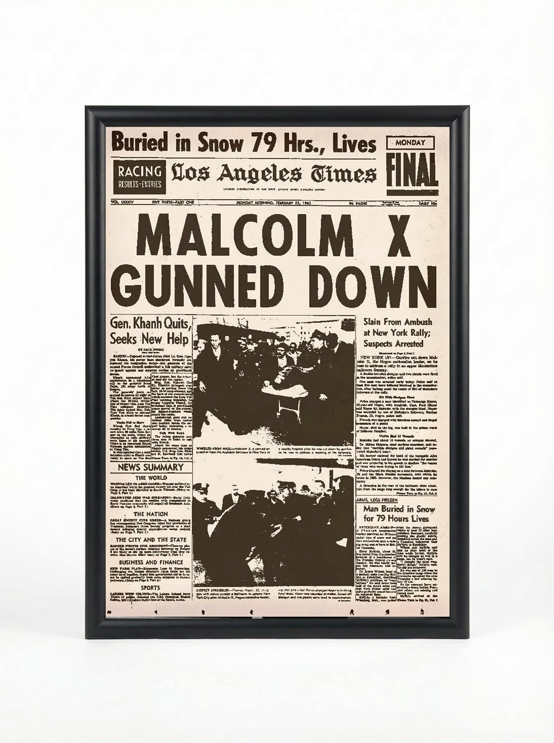 Malcolm X Gunned Down: Los Angeles Times Front Page