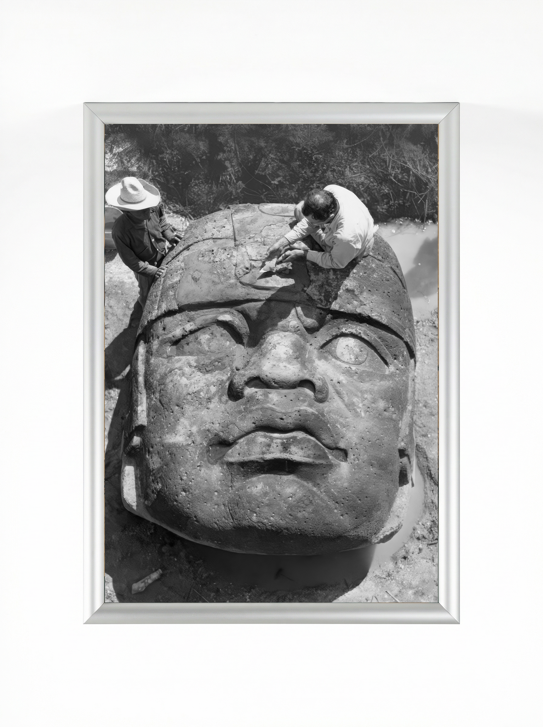 Olmec Colossal Head — Ancient African Presence Art Print | Framed Poster