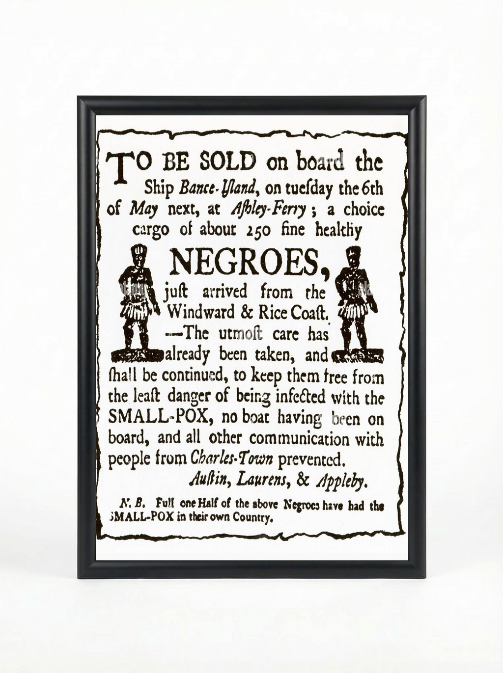 Slave Auction Advertisement - Charleston Historical Documentation Poster (Copy)