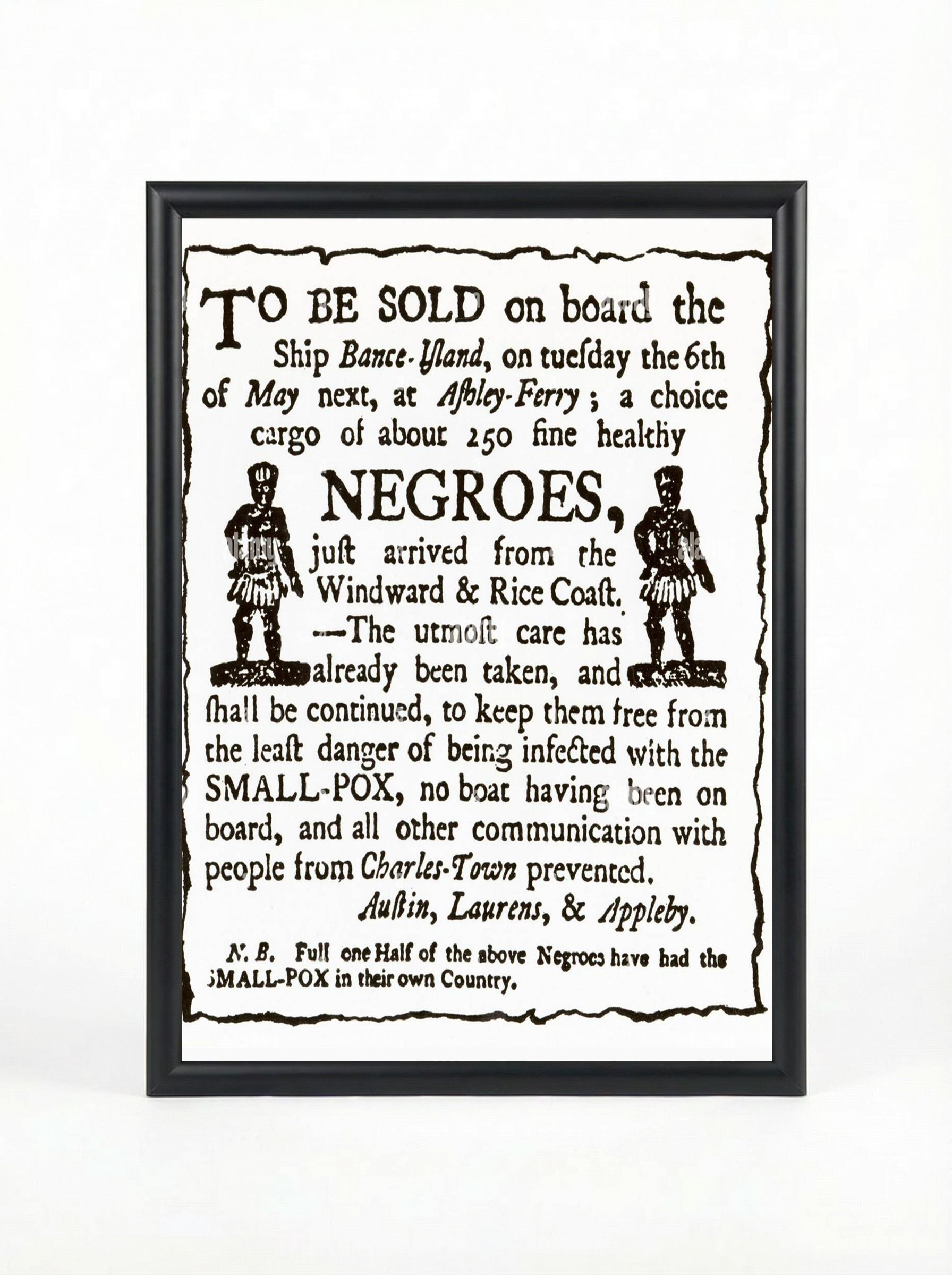 Slave Auction Advertisement - Charleston Historical Documentation Poster (Copy)