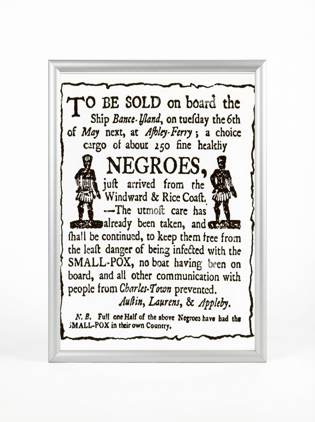 Slave Auction Advertisement - Charleston Historical Documentation Poster (Copy)