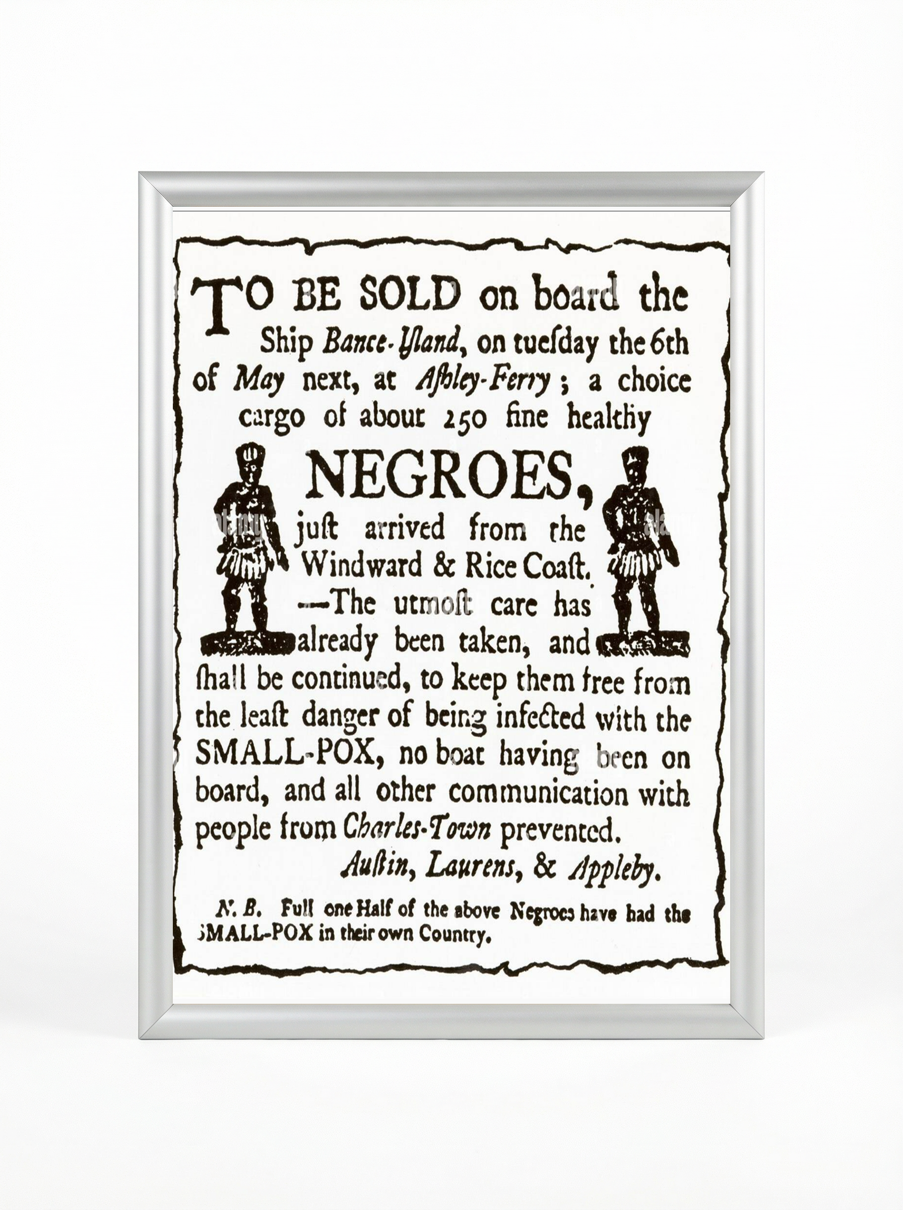Slave Auction Advertisement - Charleston Historical Documentation Poster (Copy)