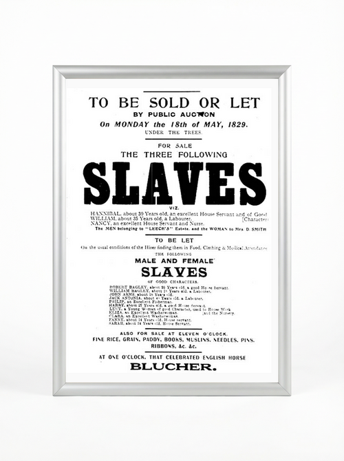1829 Slave Auction Broadside - To Be Sold or Let Historical Poster