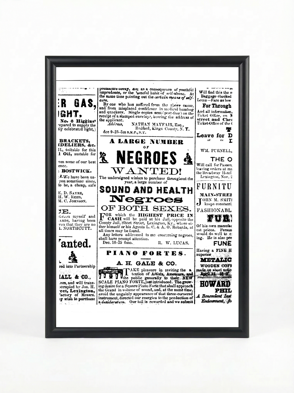 Sound and Healthy Negroes Wanted - 1860s Slave Trade Advertisement Poster
