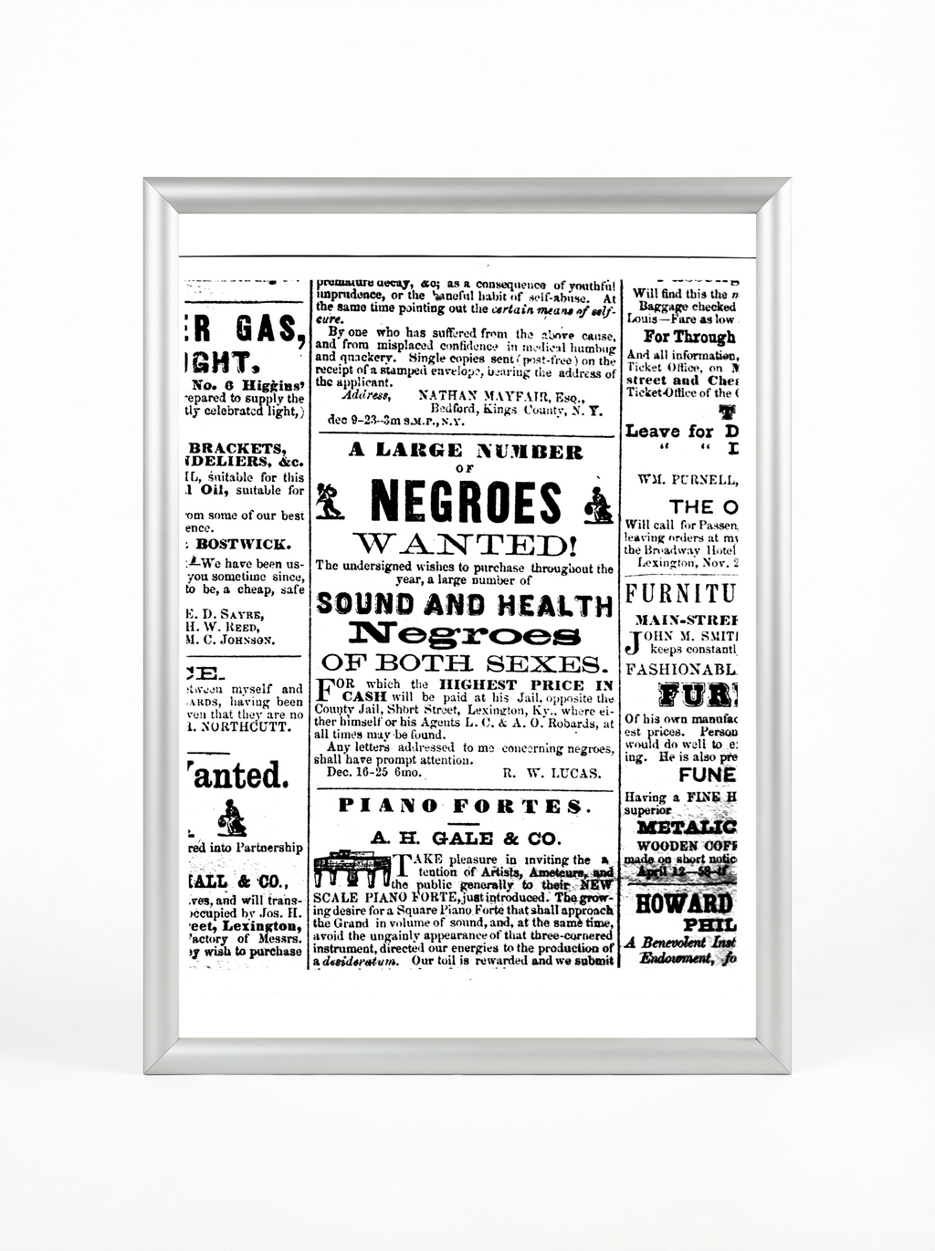 Sound and Healthy Negroes Wanted - 1860s Slave Trade Advertisement Poster