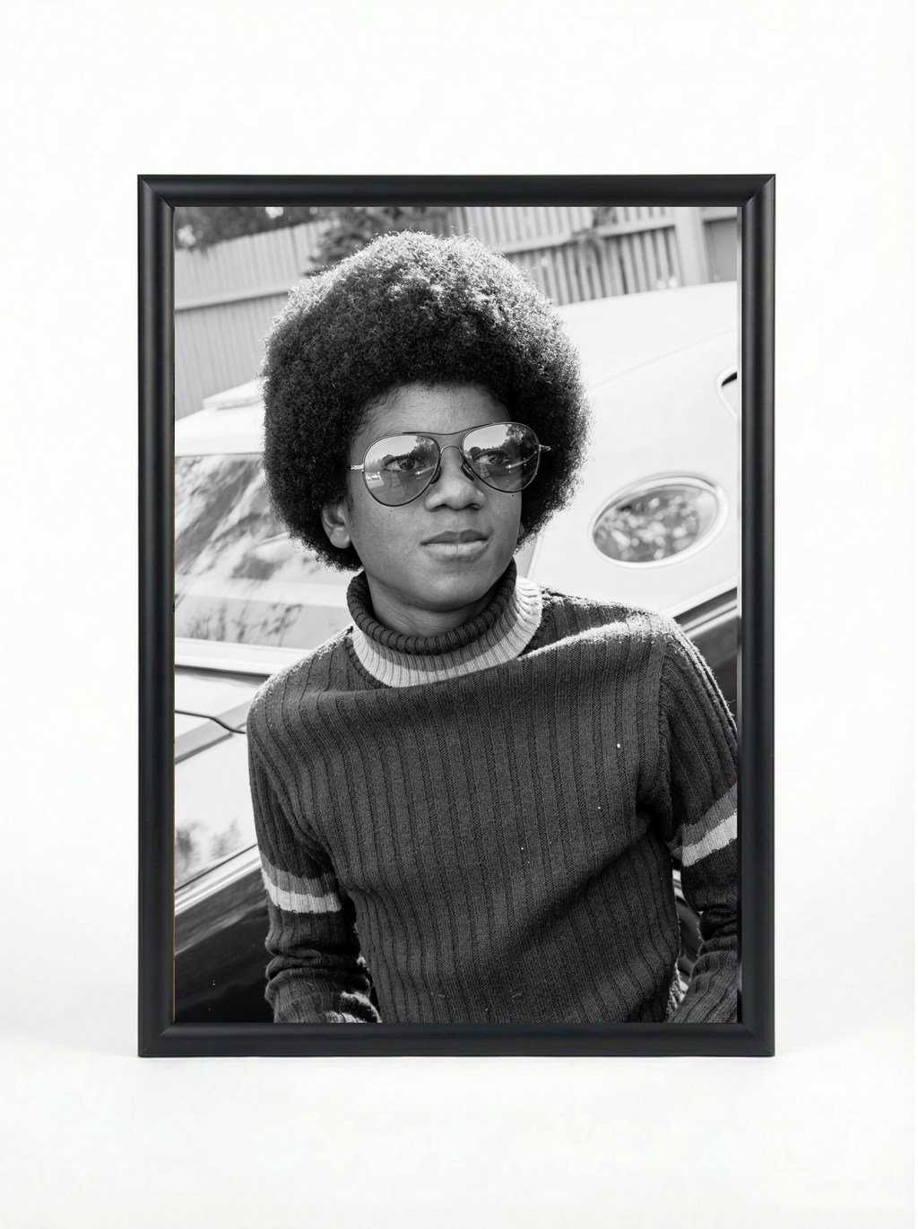 Young Michael Jackson — 70s Street Style Black & White Fine Art Portrait Poster