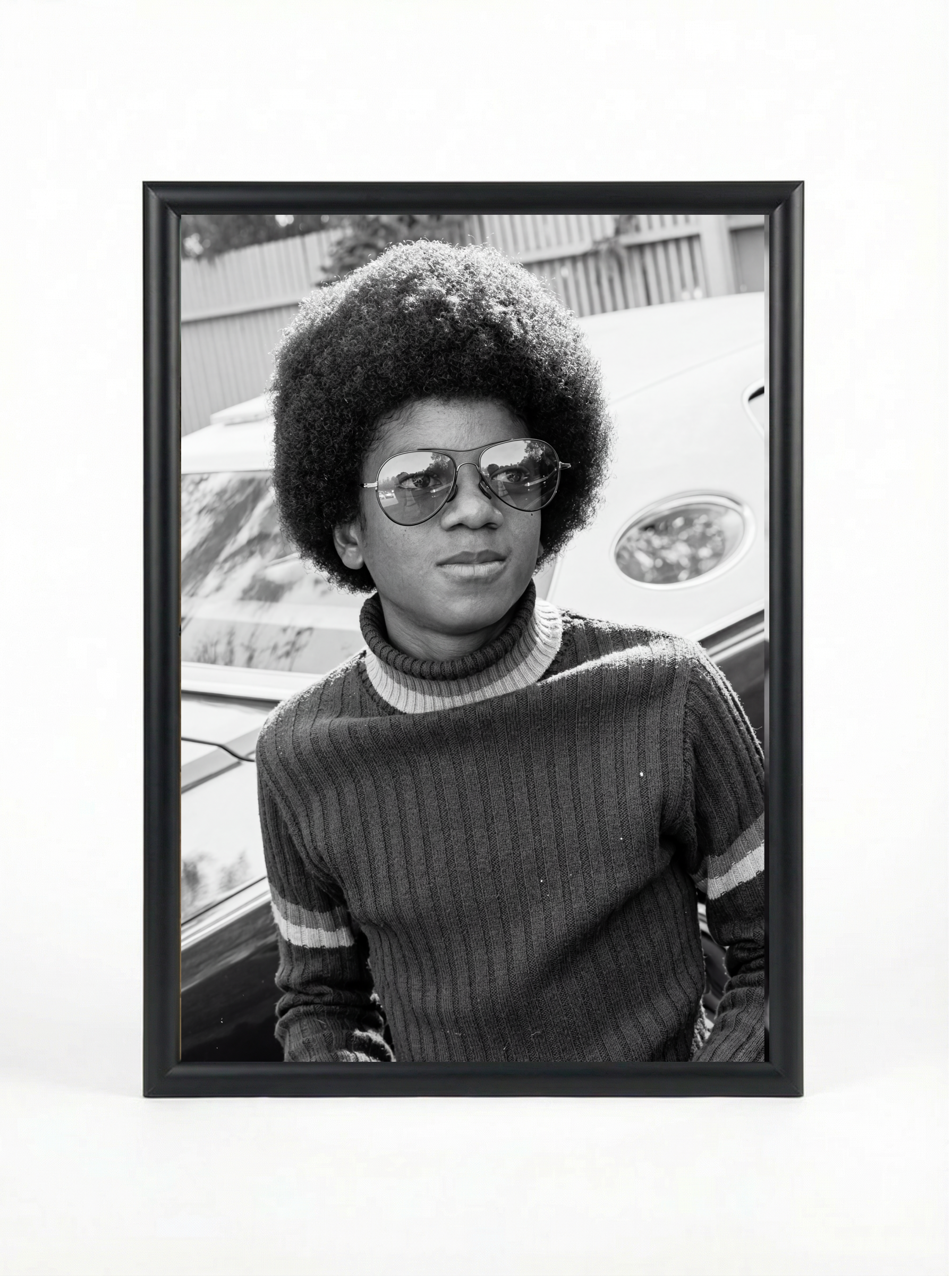 Young Michael Jackson — 70s Street Style Black & White Fine Art Portrait Poster