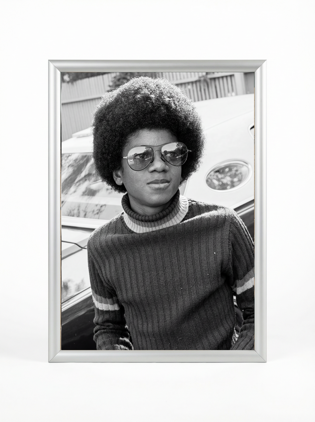 Young Michael Jackson — 70s Street Style Black & White Fine Art Portrait Poster