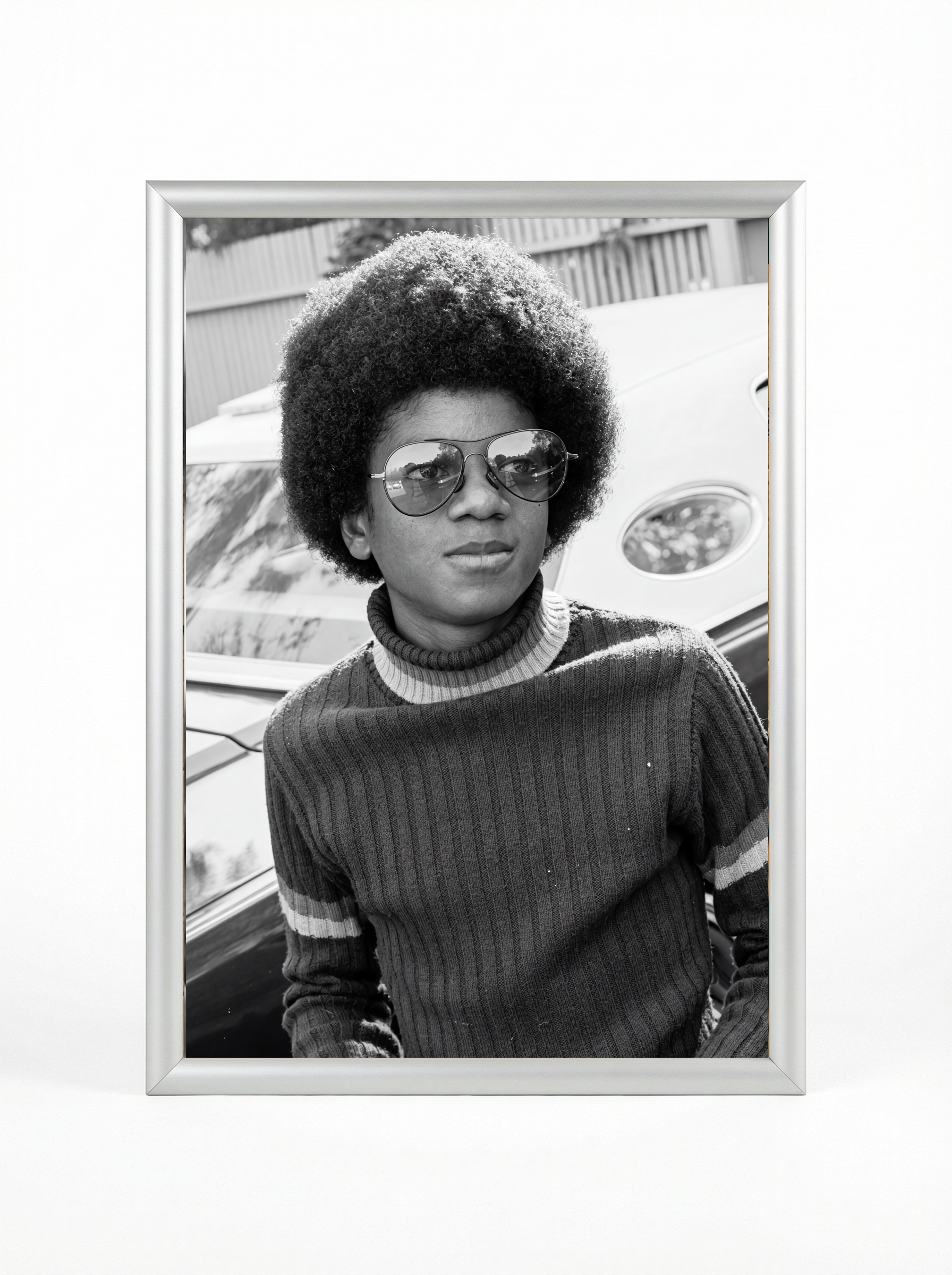 Young Michael Jackson — 70s Street Style Black & White Fine Art Portrait Poster